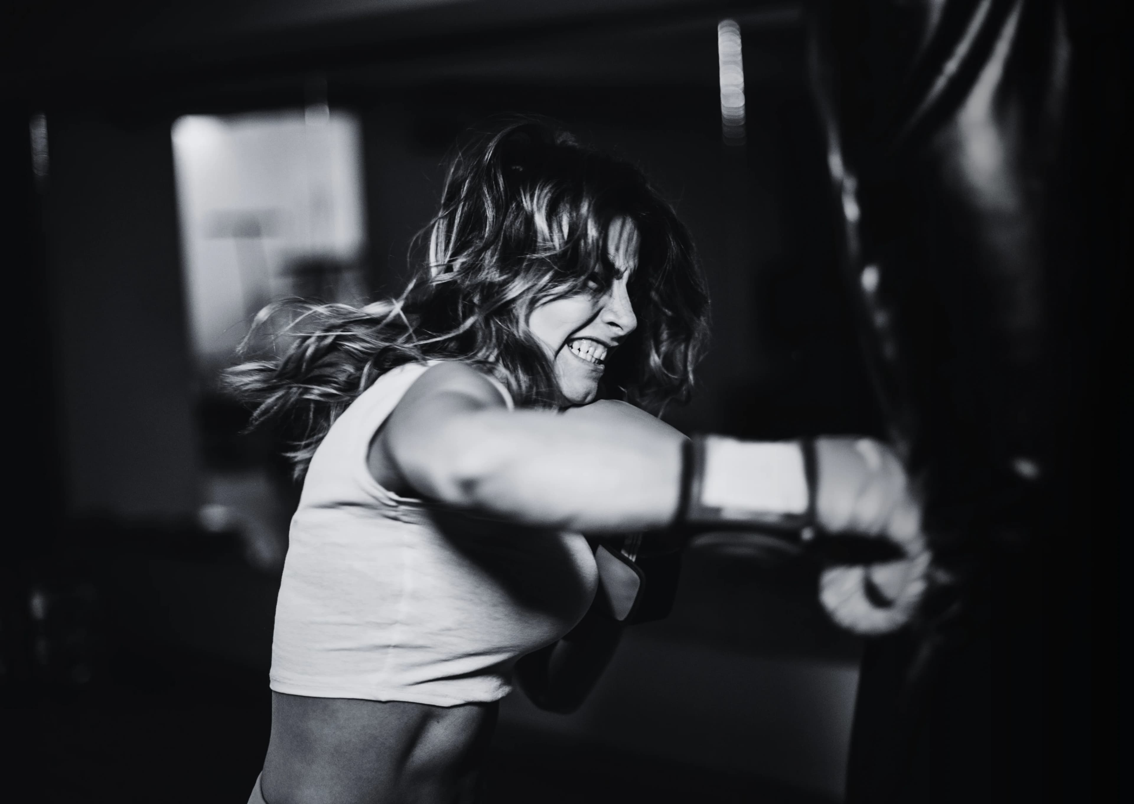 Athlete kicking a bag